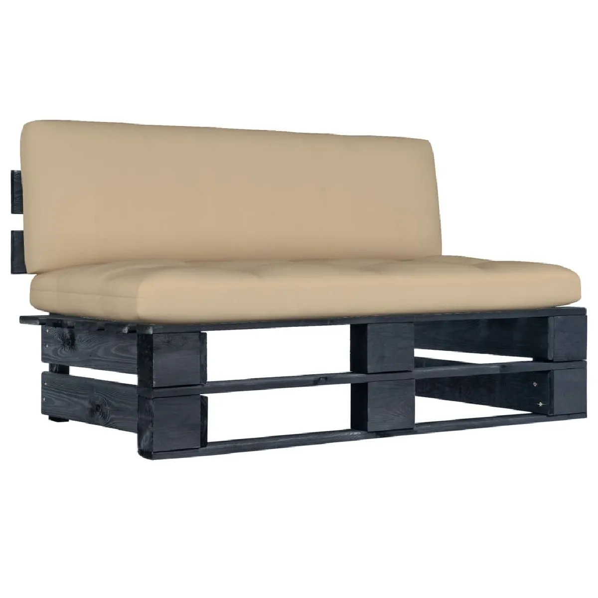 Canapé central palette de jardin bois de pin imprégné avec coussin - vue 9