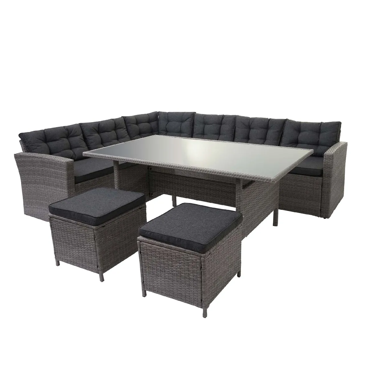 Decoshop26 Salon de jardin angle - Gris