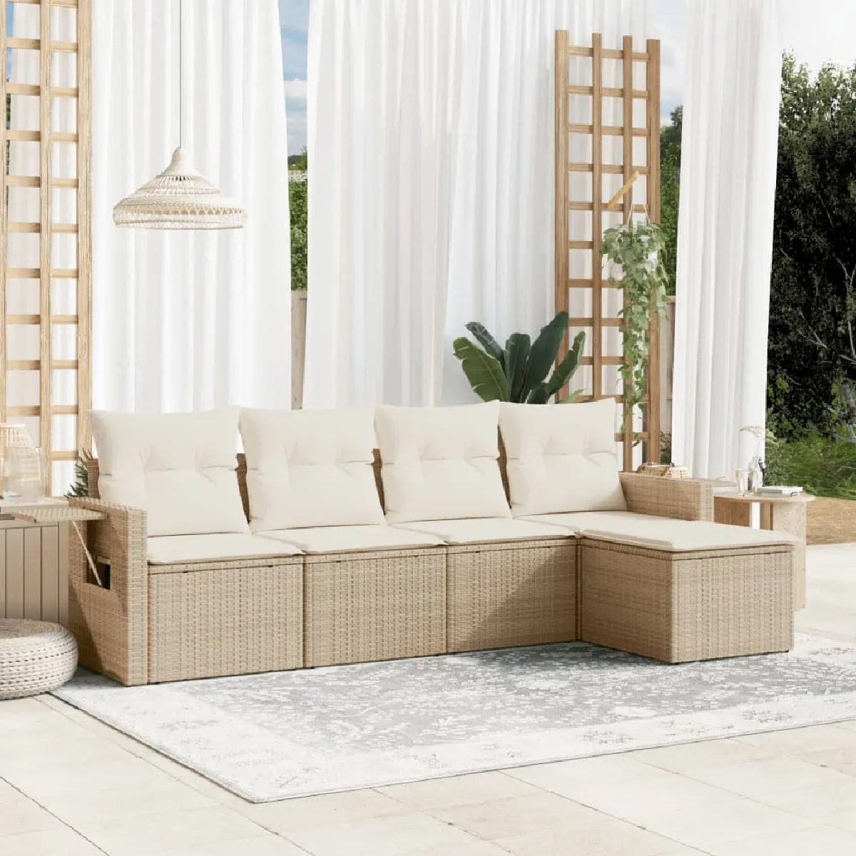 vidaXL Salon de jardin 5 pcs beige