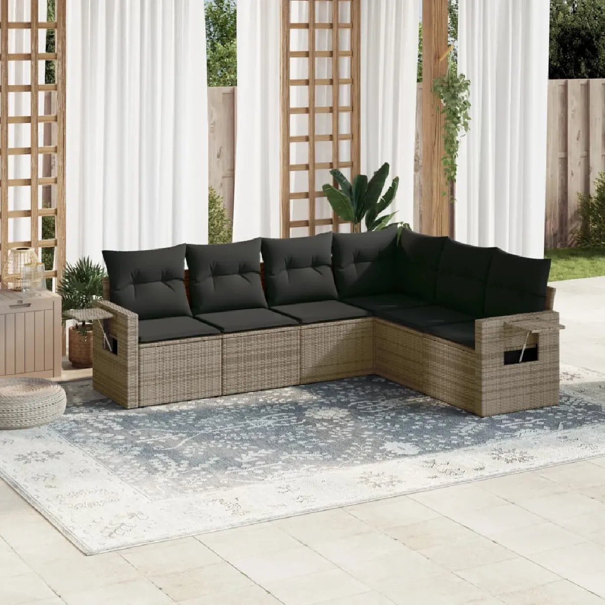 Salon de jardin vidaXL 6 pcs Résine tressée