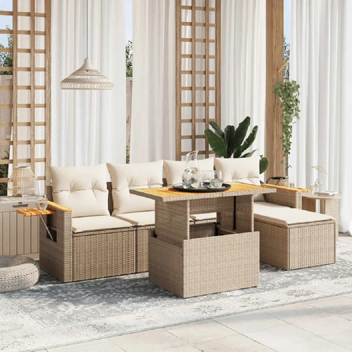 vidaXL Salon de jardin avec coussins 6 pcs - vue 5