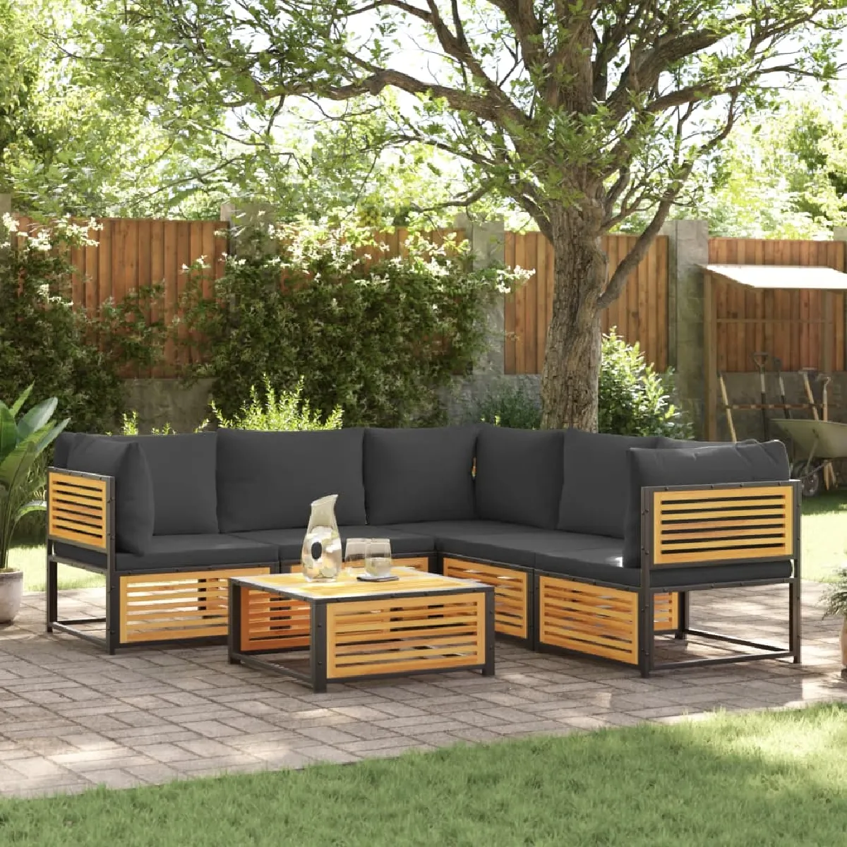 vidaXL Salon de jardin 6 pcs - Bois d'acacia