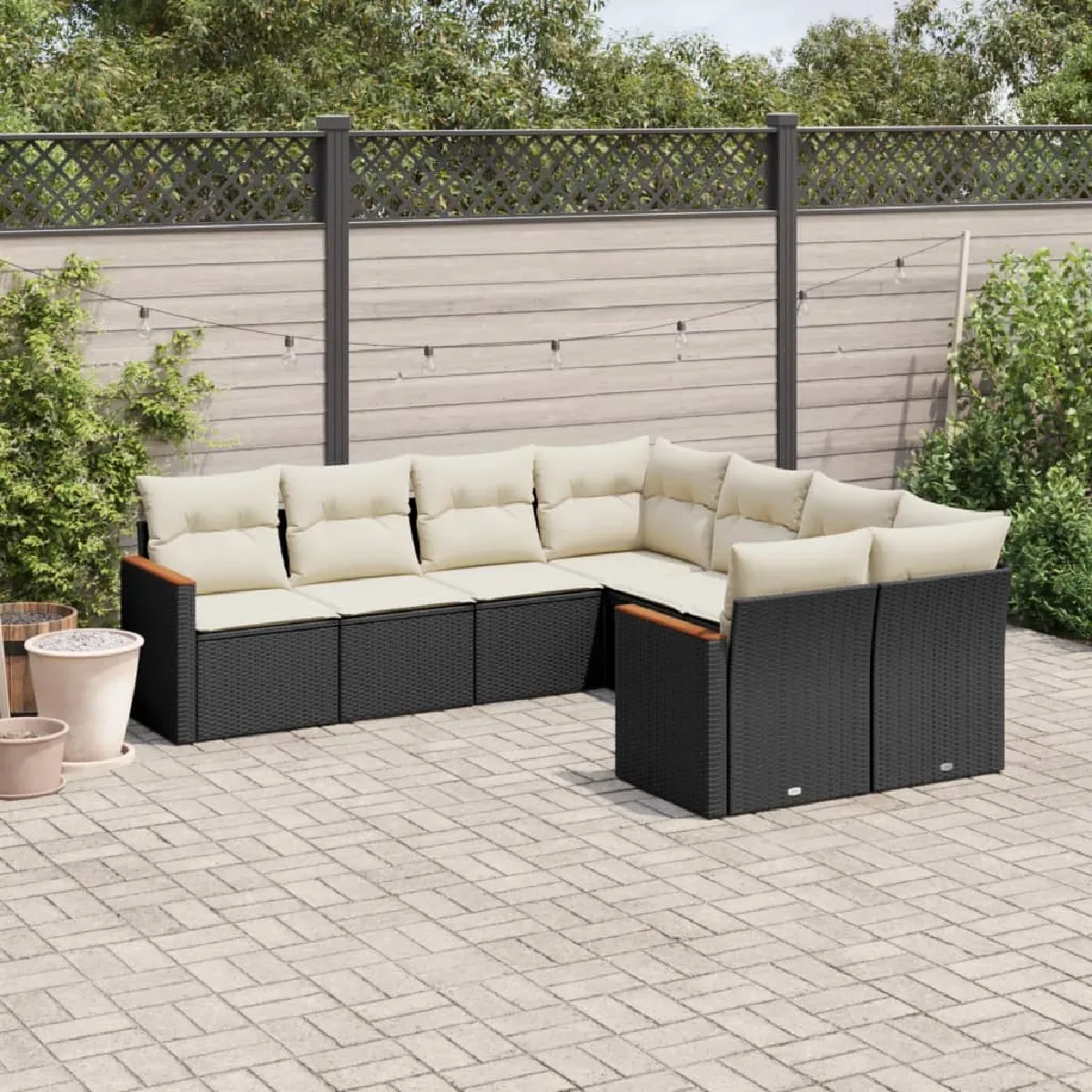 Salon de jardin VIDAXL - 8 pcs - Noir
