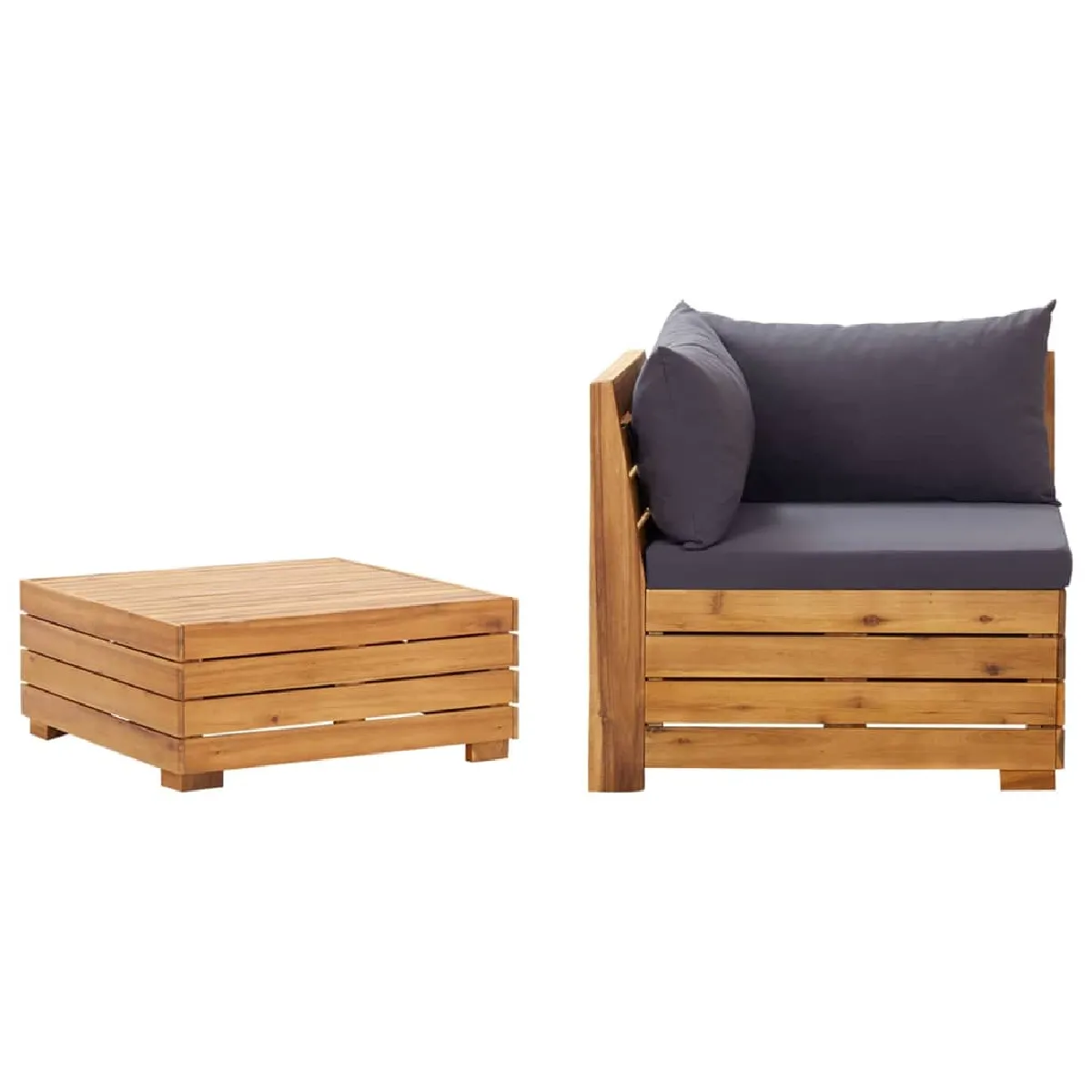 vidaXL Salon de jardin 2 pcs avec coussins Bois d'acacia solide - vue 5