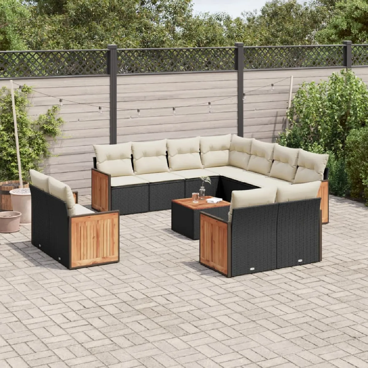 vidaXL Salon de jardin 12 pcs avec coussins résine tressée - vue 2