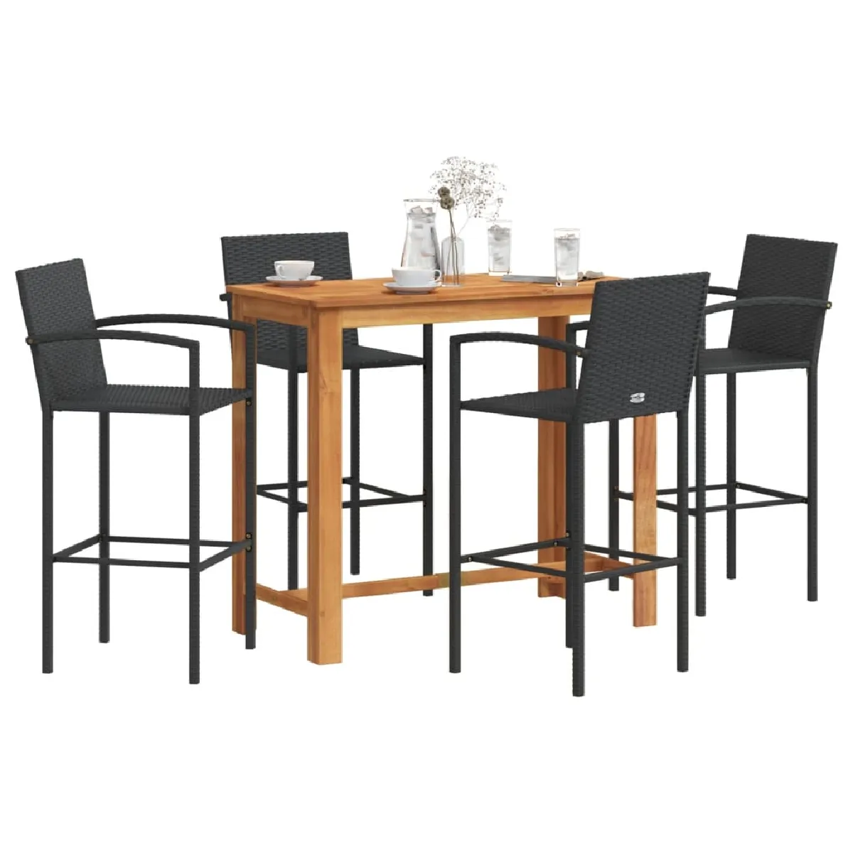 vidaXL Ensemble de Bar Jardin 5 pcs Acacia Rotin