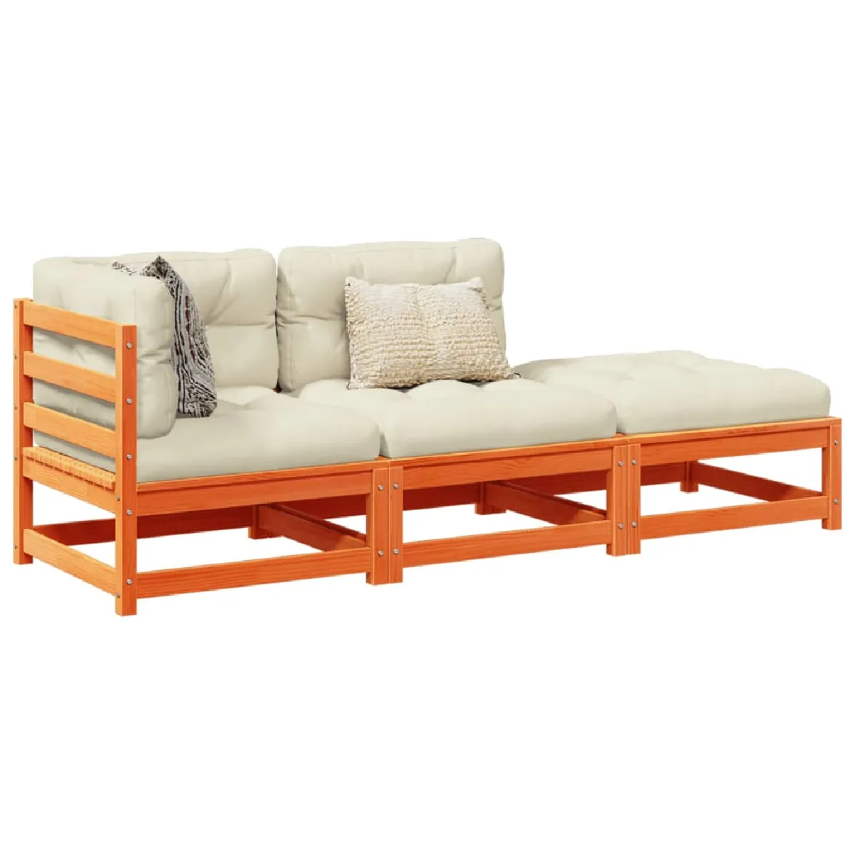 VIDAXL Salon de Jardin 3 pcs avec Coussins Cire Bois Pin Massif