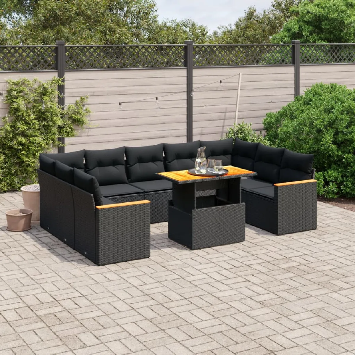 Salon de jardin vidaXL 11 pcs avec coussins - vue 2