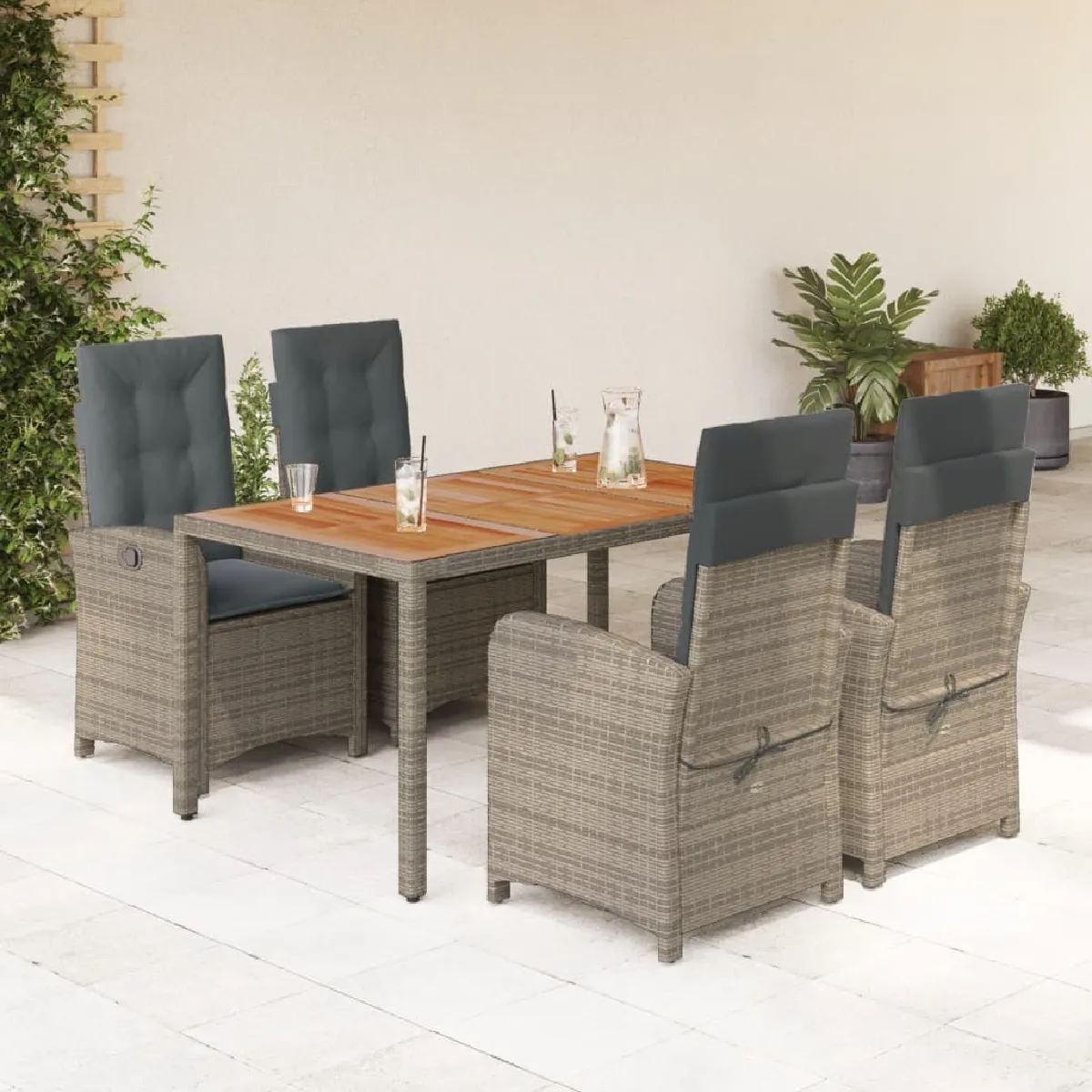 vidaXL Ensemble à manger de jardin 5 pcs Résine tressée - vue 5