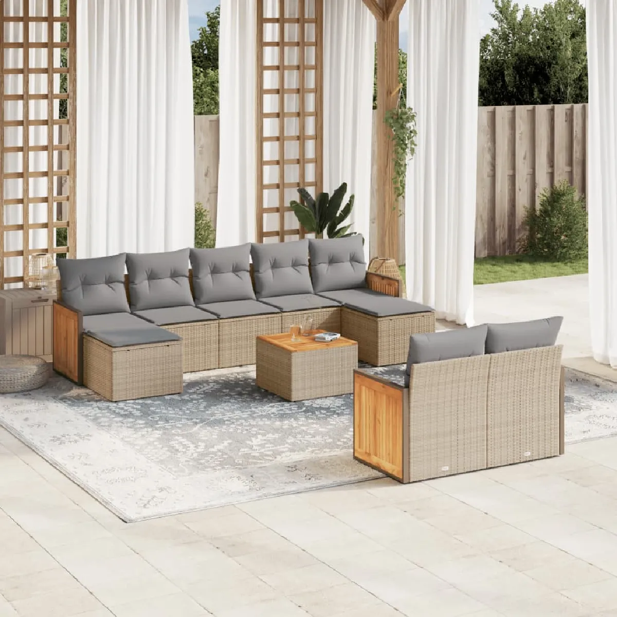 Salon de jardin VIDAXL 10 pcs - vue 8
