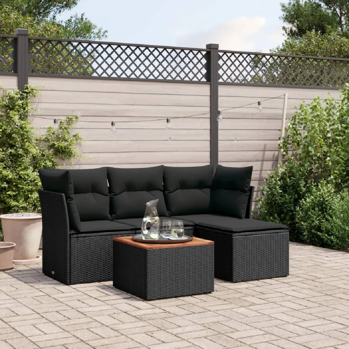vidaXL Salon de jardin 5 pcs résine tressée Coussins
