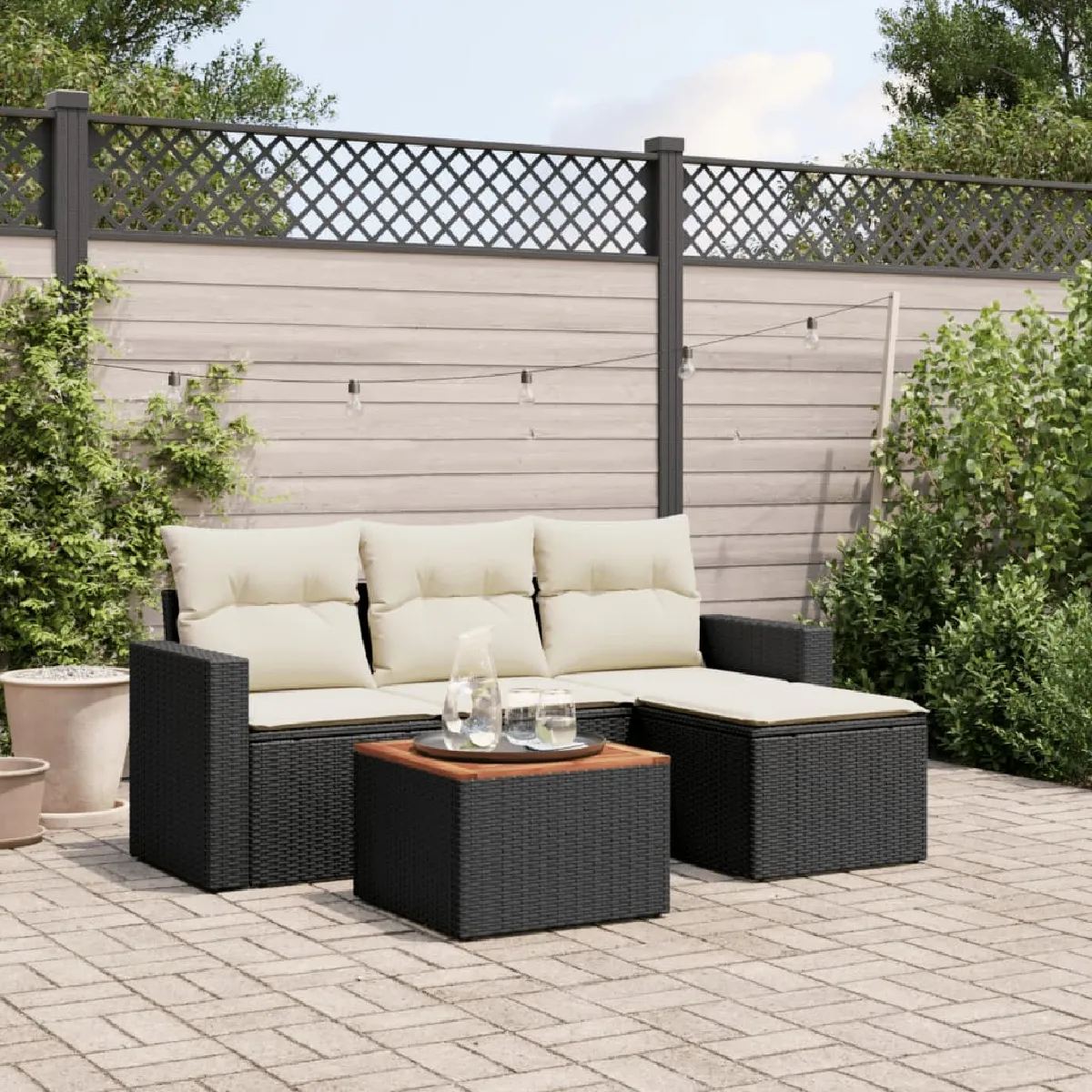 VIDAXL - Salon de jardin - 5 pièces - Noir - Image 3