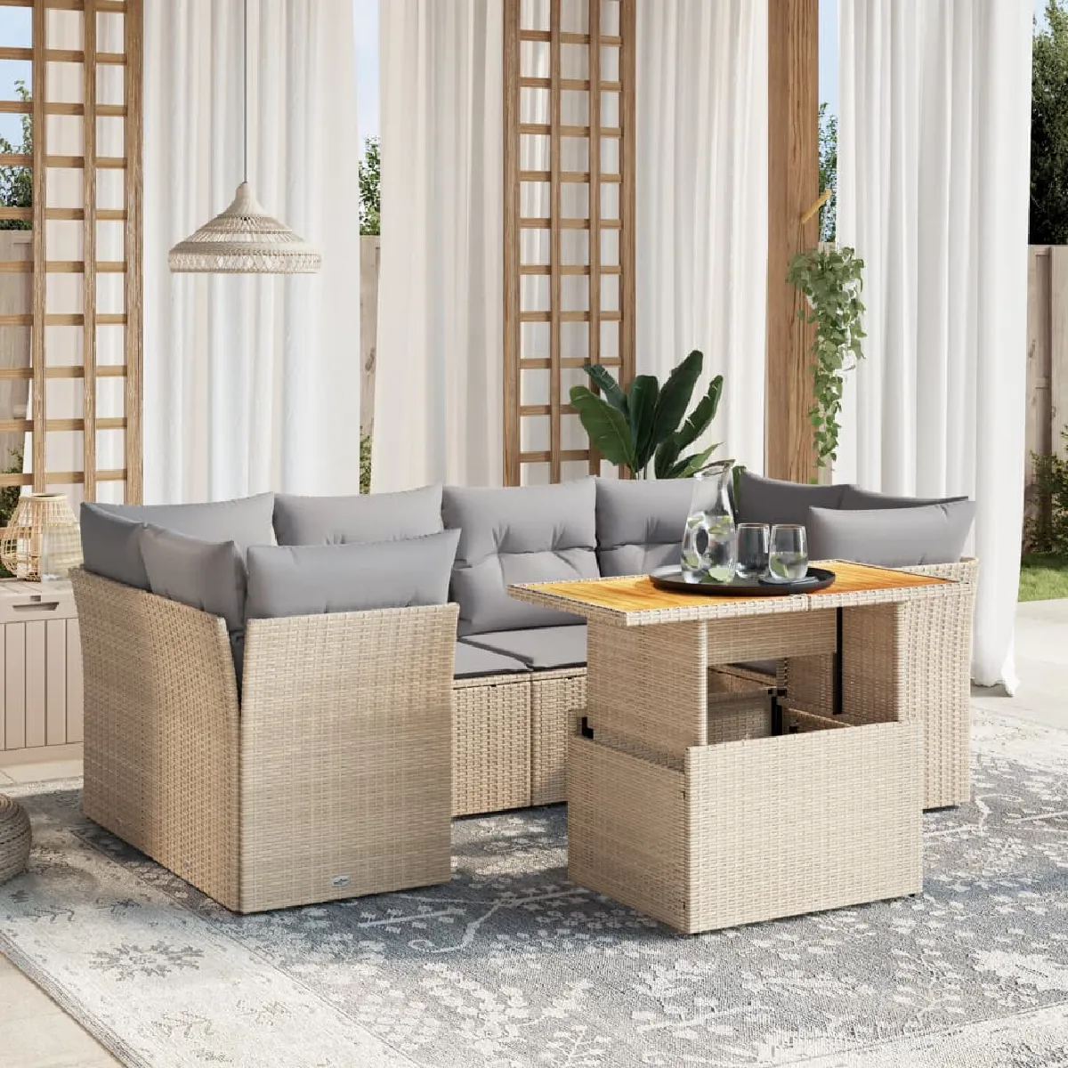 VIDAXL - Salon de Jardin - 7 Pièces - Beige - Image 2