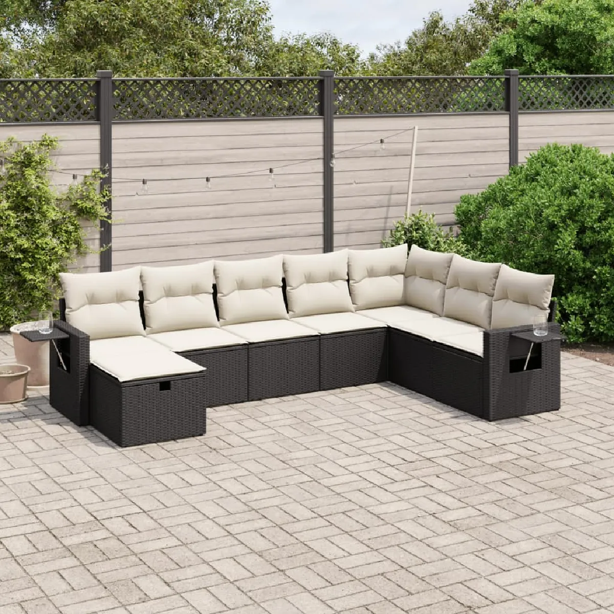 Vidaxl Noir Salon De Jardin 8 Pcs