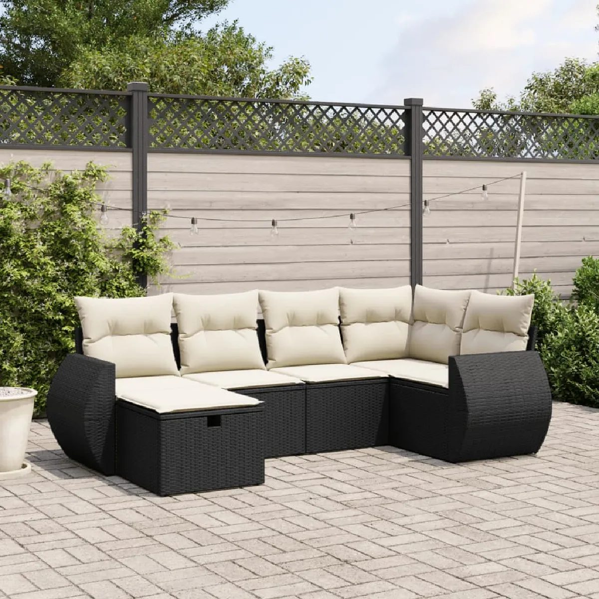 Vidaxl Noir Salon De Jardin 6 Pcs