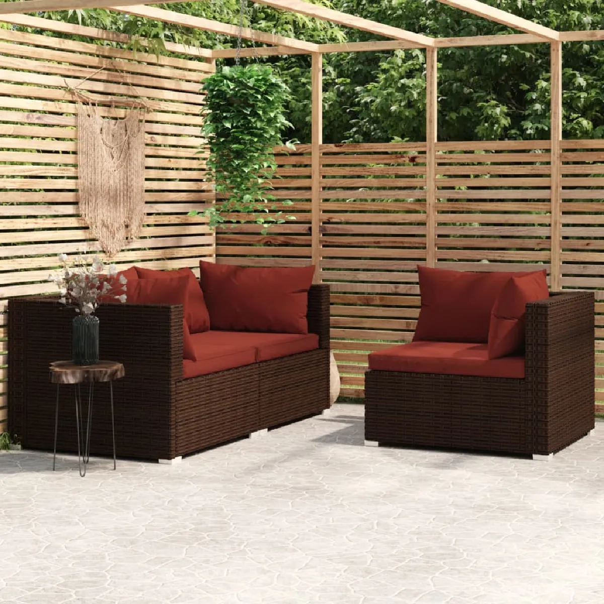 vidaXL Salon de jardin - Marron