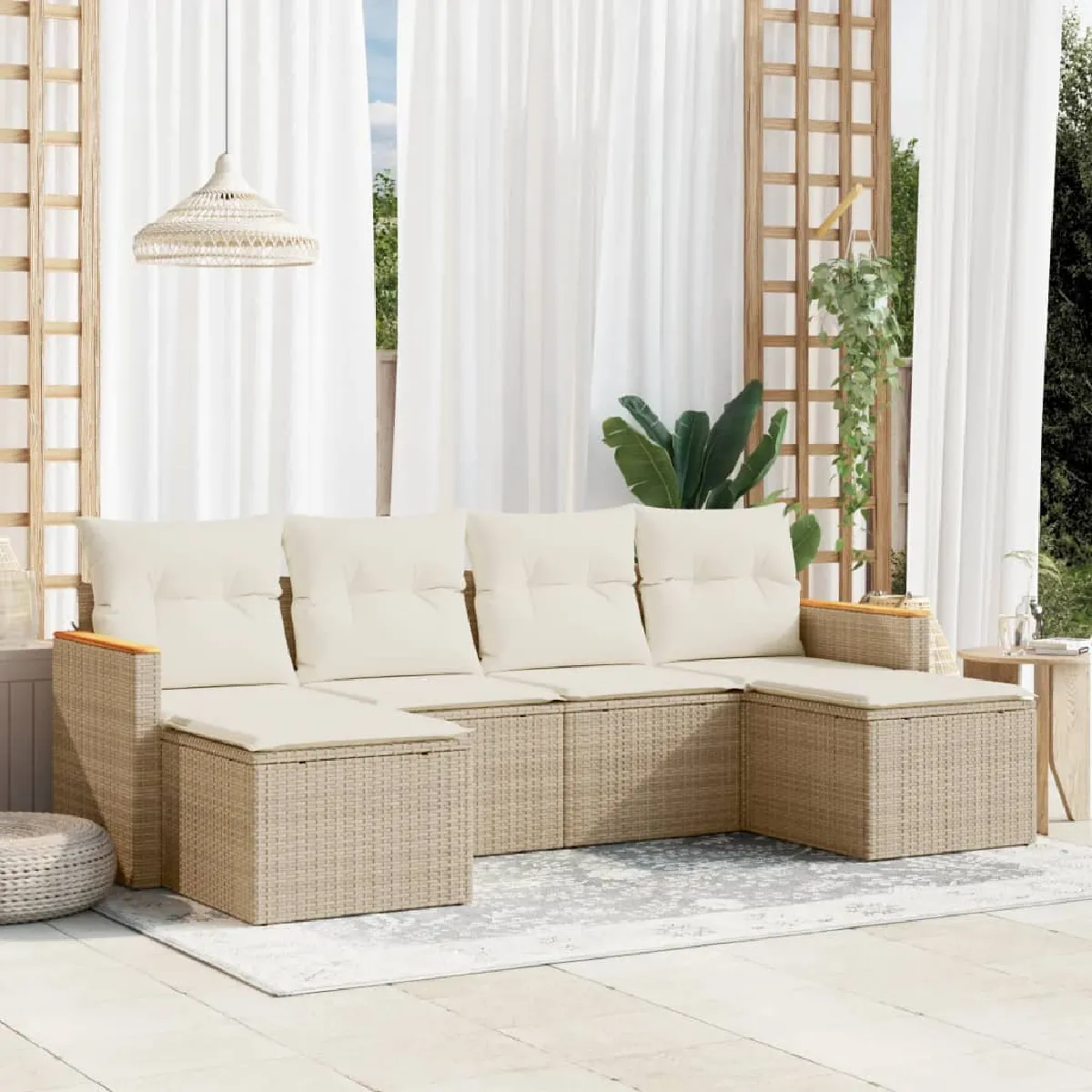 Salon de jardin vidaXL 6 pcs résine tressée - vue 7