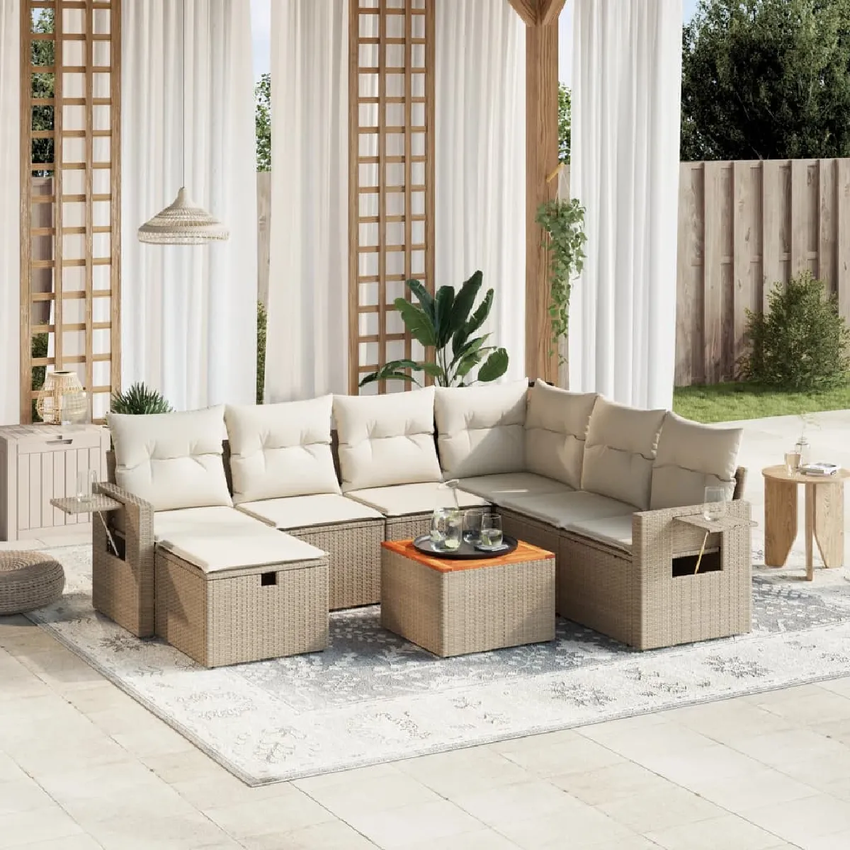 vidaXL Salon de jardin résine tressée beige 8 pcs