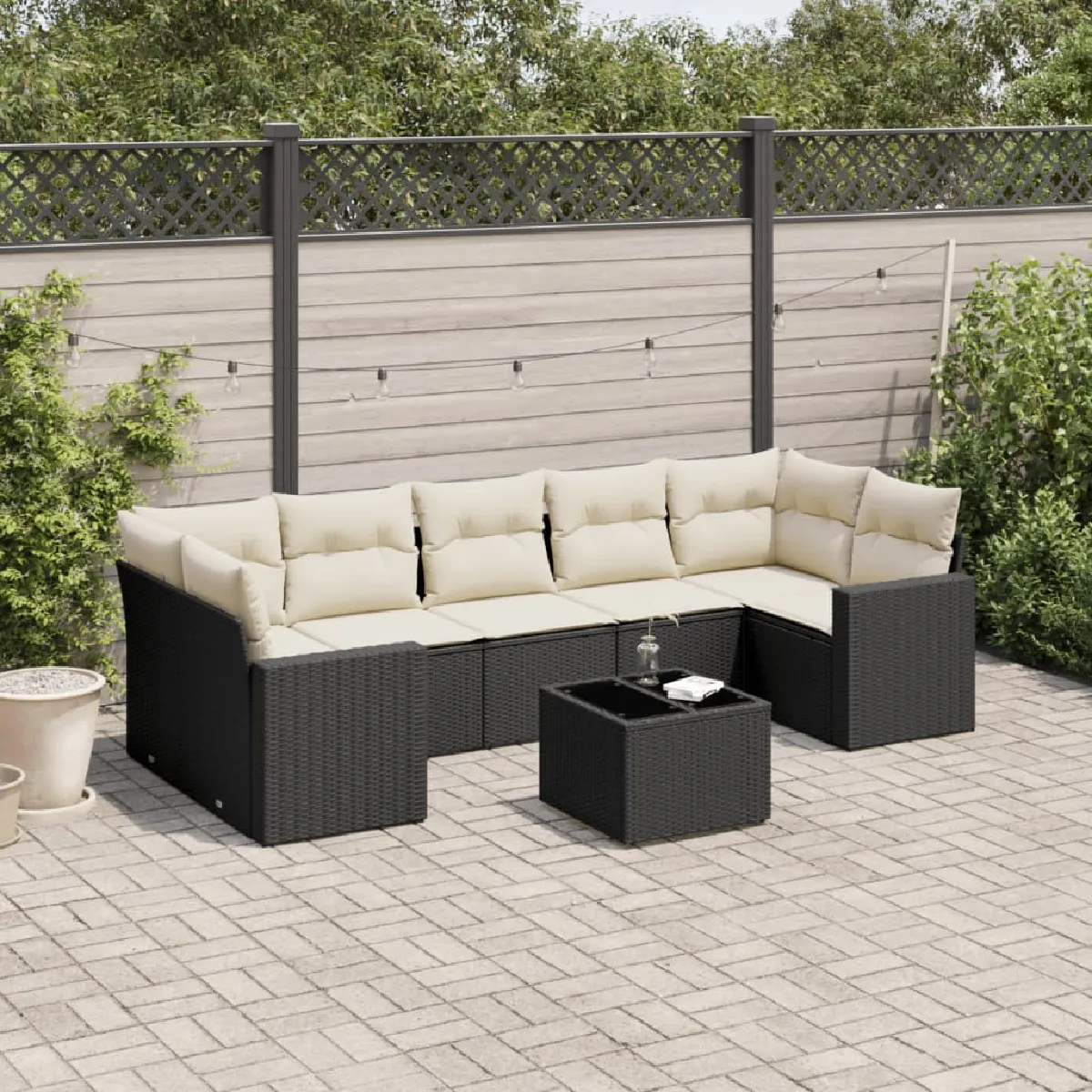 vidaXL - Salon de jardin - 8 pièces - Résine tressée - Noir - Image 3