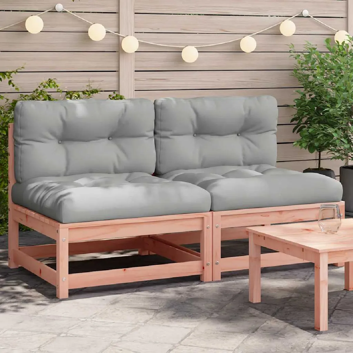 vidaXL Canapés de Jardin sans Accoudoirs avec Coussins 2 pcs Sièges avec Dossier Meubles de Terrasse Patio Extérieur Bois 838091 - vue 2