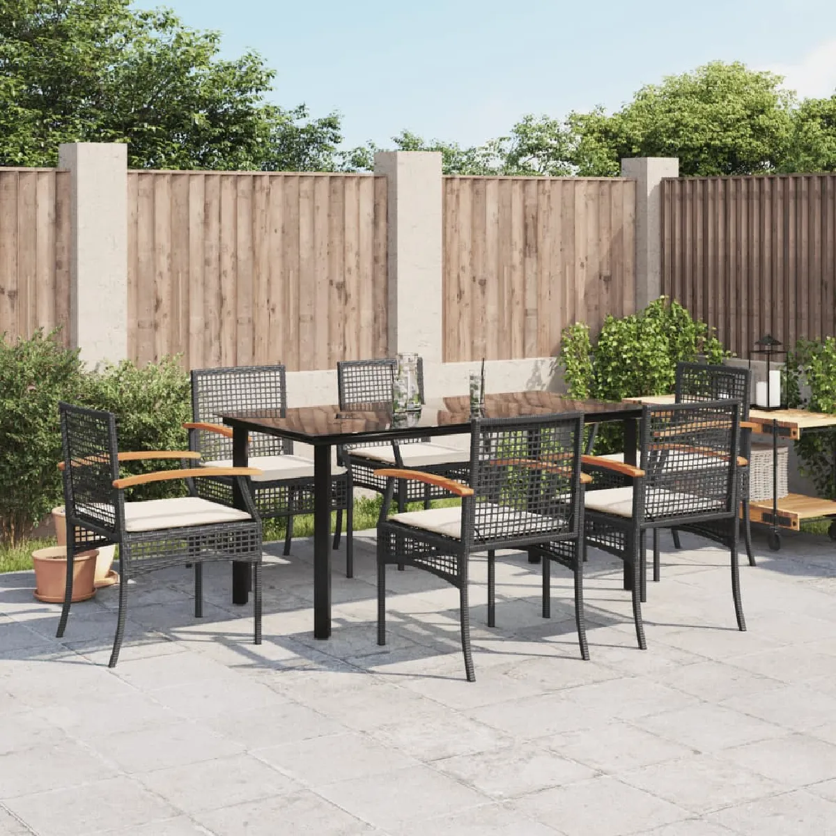 VIDAXL Ensemble à manger jardin 7 pcs résine tressée - vue 4