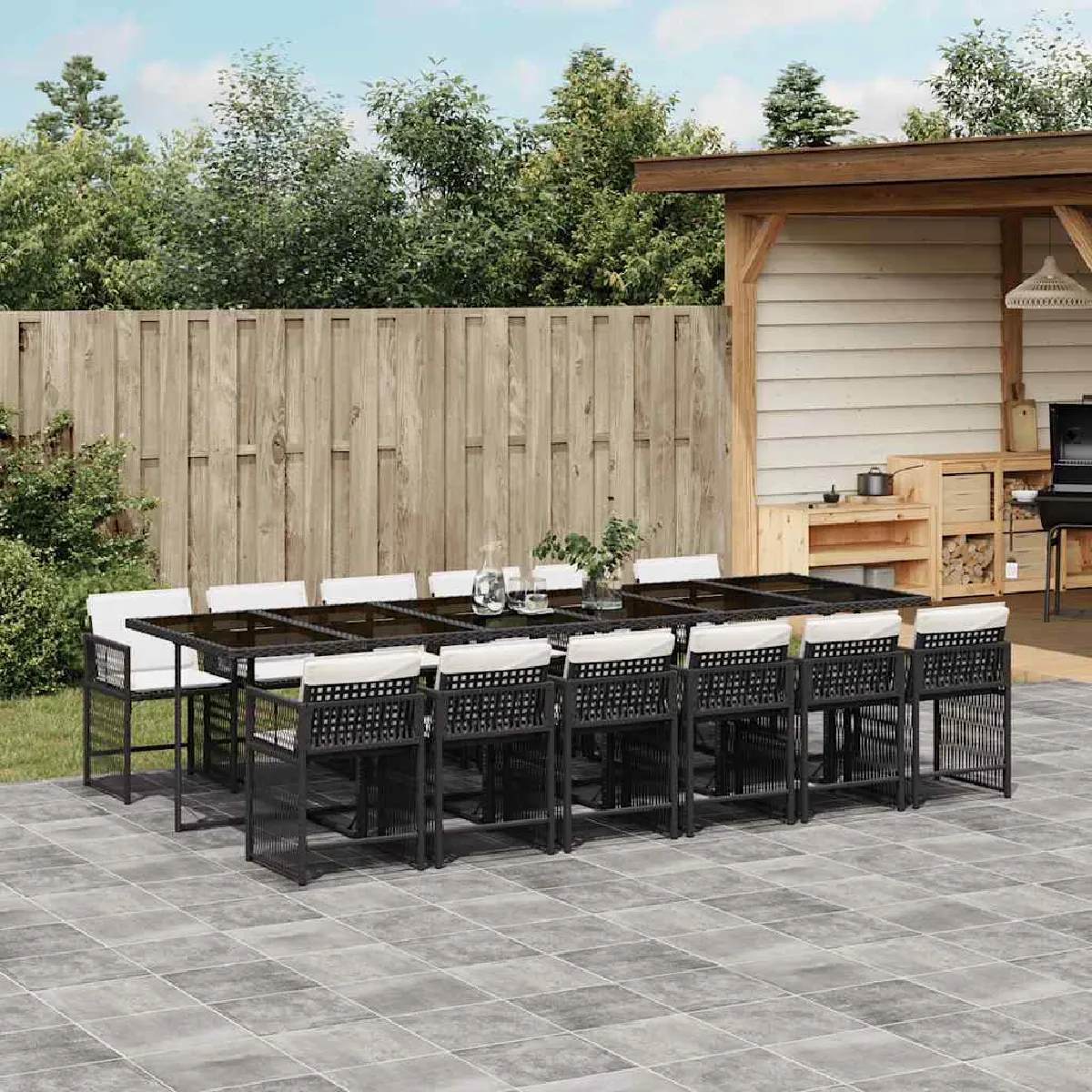 vidaXL Ensemble à manger de jardin 13 pcs - vue 3