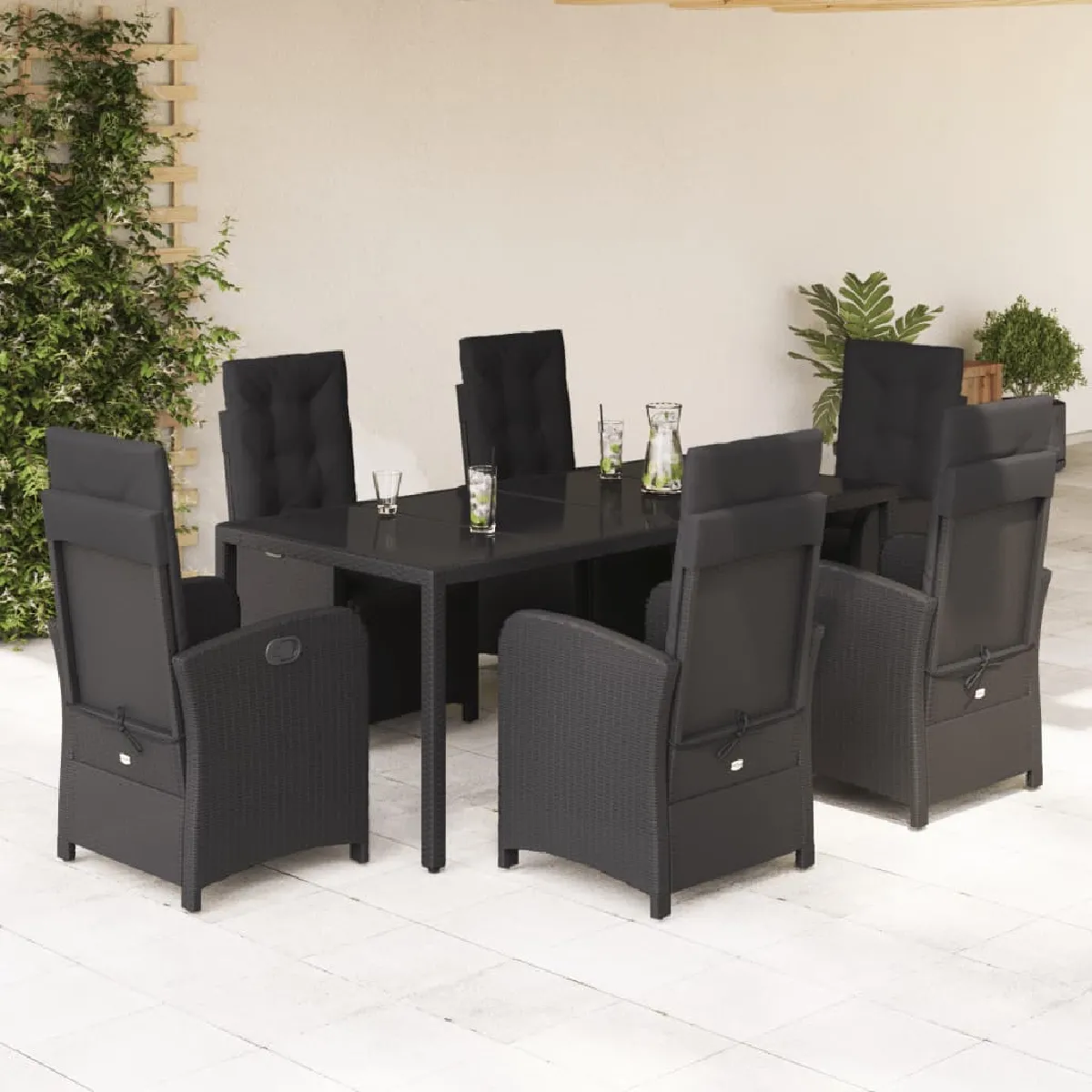 Ensemble à manger de jardin coussins 7pcs vidaXL