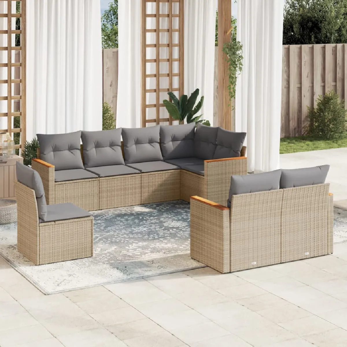 VIDAXL Salon de jardin 8 pcs Mélange - vue 5