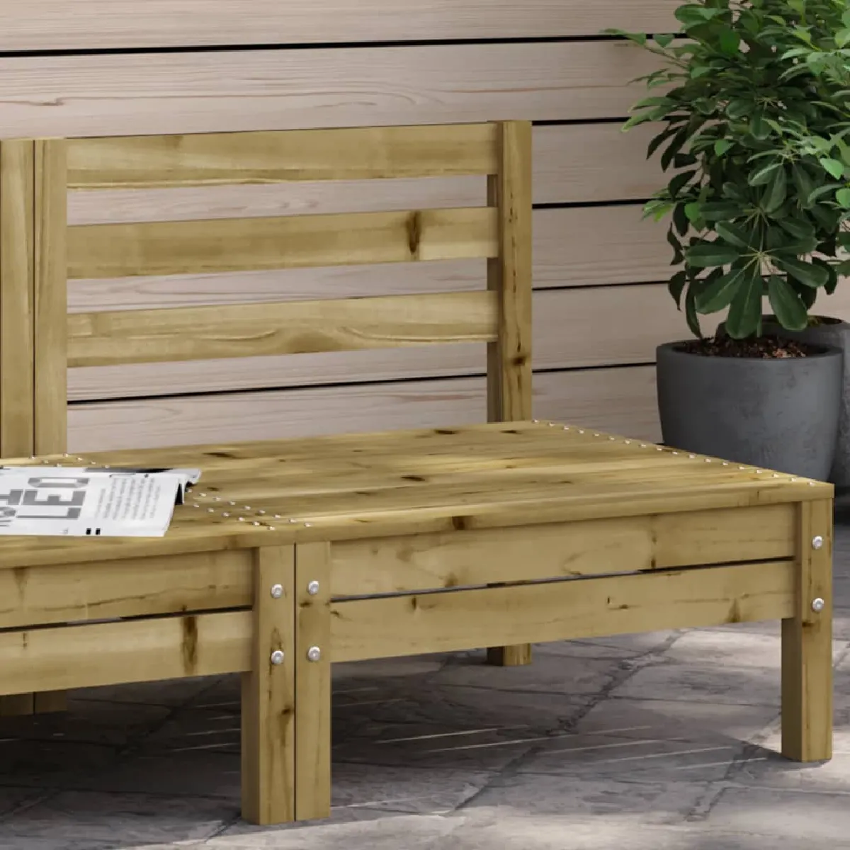 vidaXL Canapé de Jardin sans Accoudoirs Siège avec Dossier Meuble de Terrasse Patio Balcon Arrière cour Extérieur Bois 837997 - vue 2