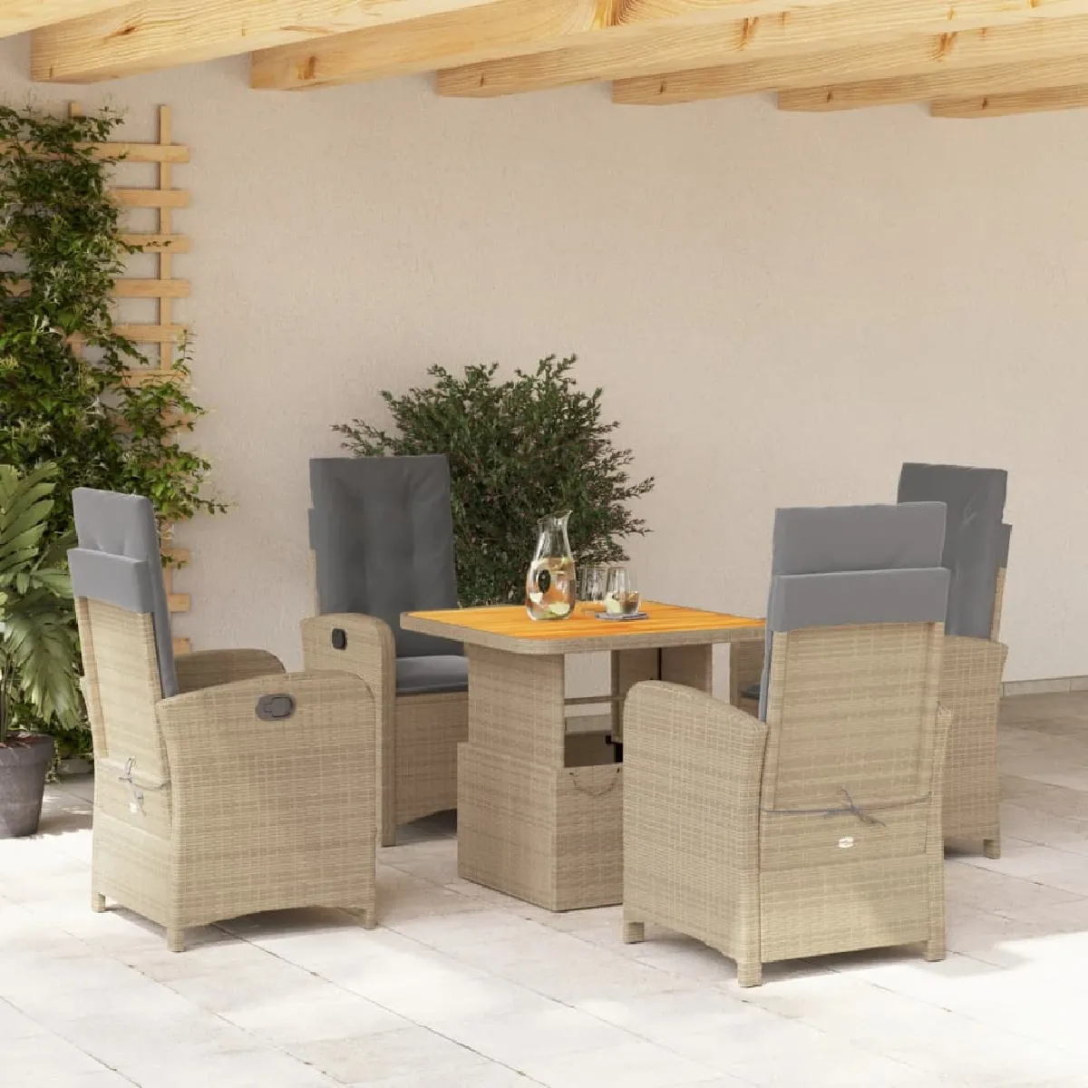 vidaXL Ensemble à manger de jardin 5 pcs poly rotin - vue 7