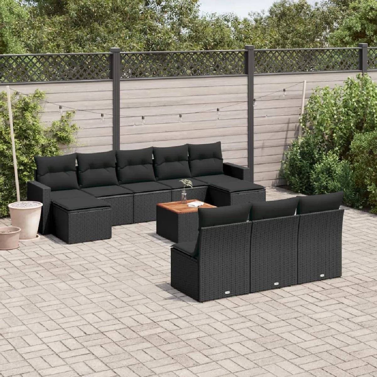 vidaXL Ensemble de jardin 11 pcs avec coussins - vue 2