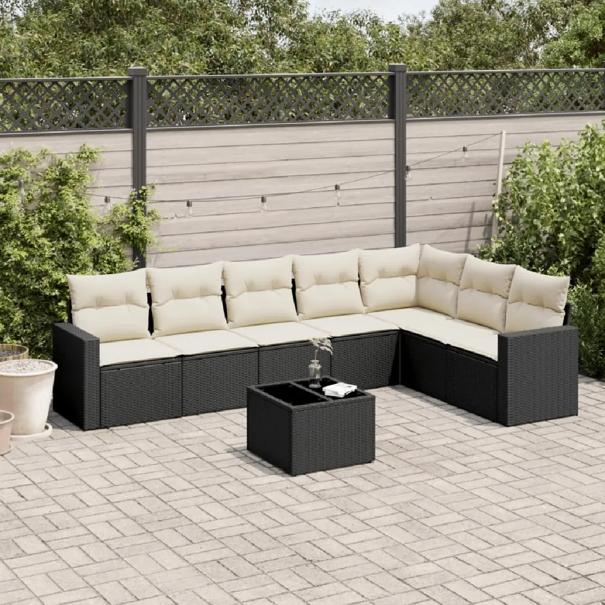VIDAXL Salon de jardin 8 pcs avec coussins résine tressée - vue 10