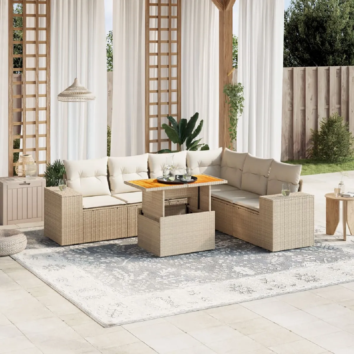 vidaXL Salon de jardin 7pcs résine tressée - vue 5