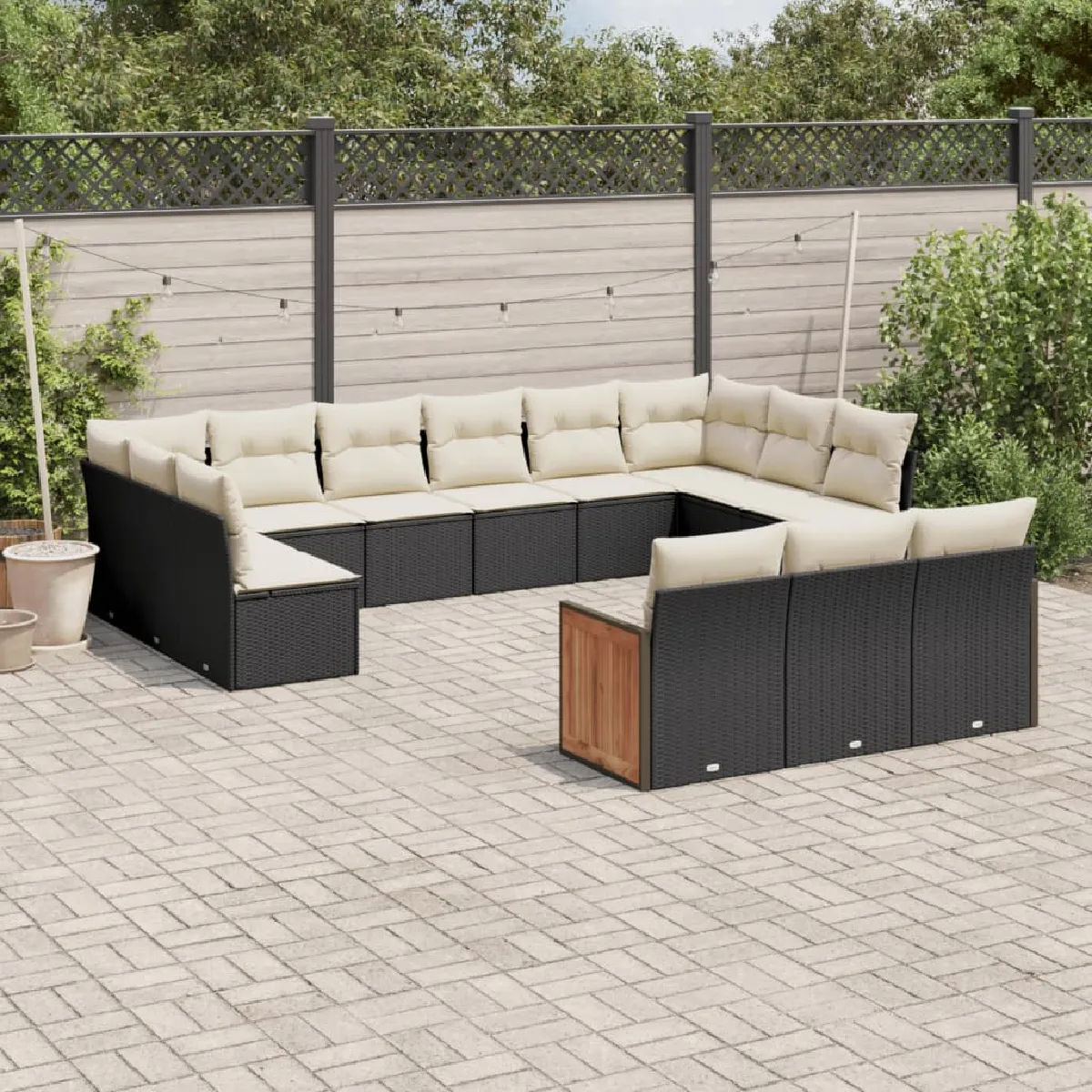 vidaXL Salon de jardin 13 pcs - Noir