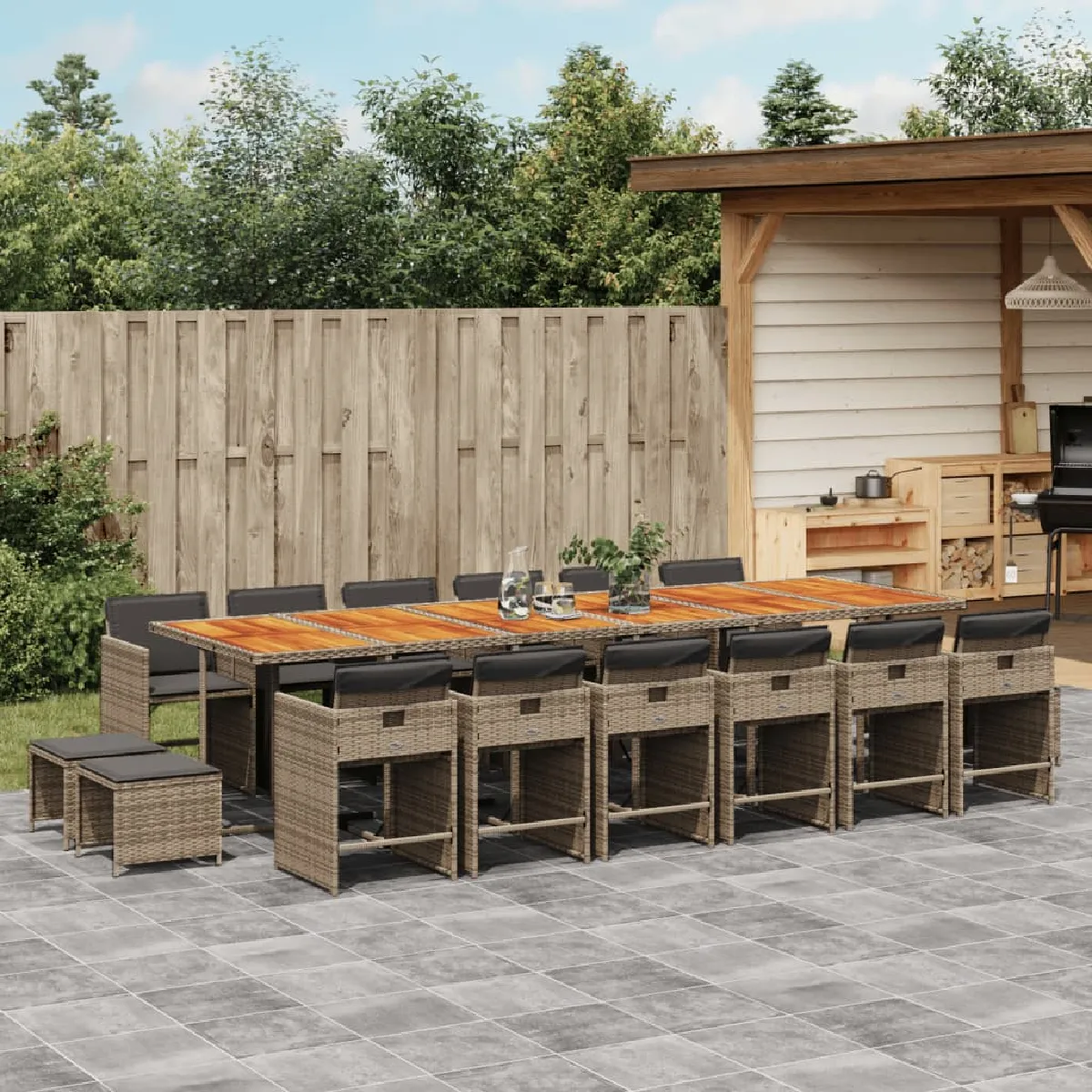 vidaXL Ensemble à manger de jardin 17 pcs - vue 8