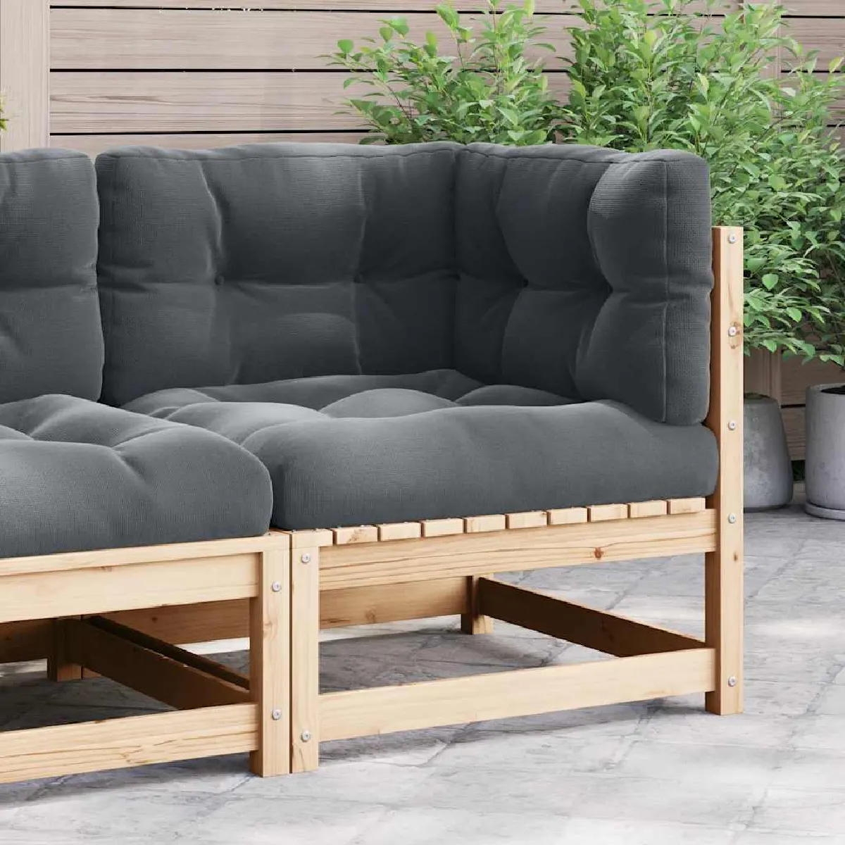 vidaXL Canapé d'angle de jardin - Anthracite