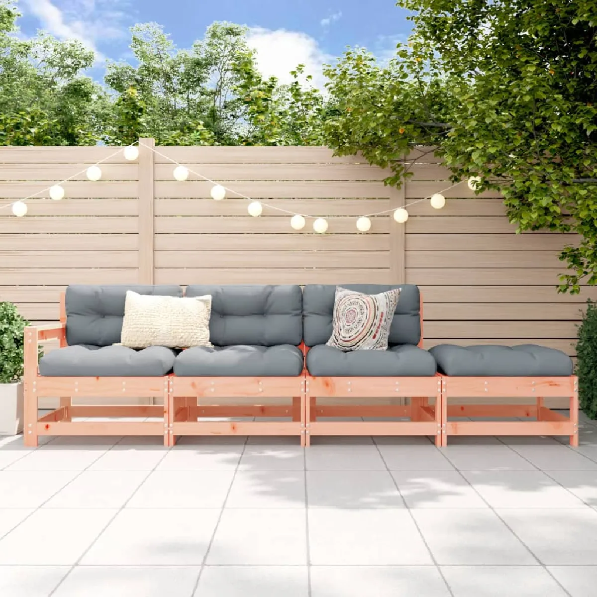 vidaXL Salon de Jardin 4 pcs Canapés avec Repose pieds Sièges avec Dossier et Accoudoir Meubles de Terrasse Patio Bois 825539 - vue 2