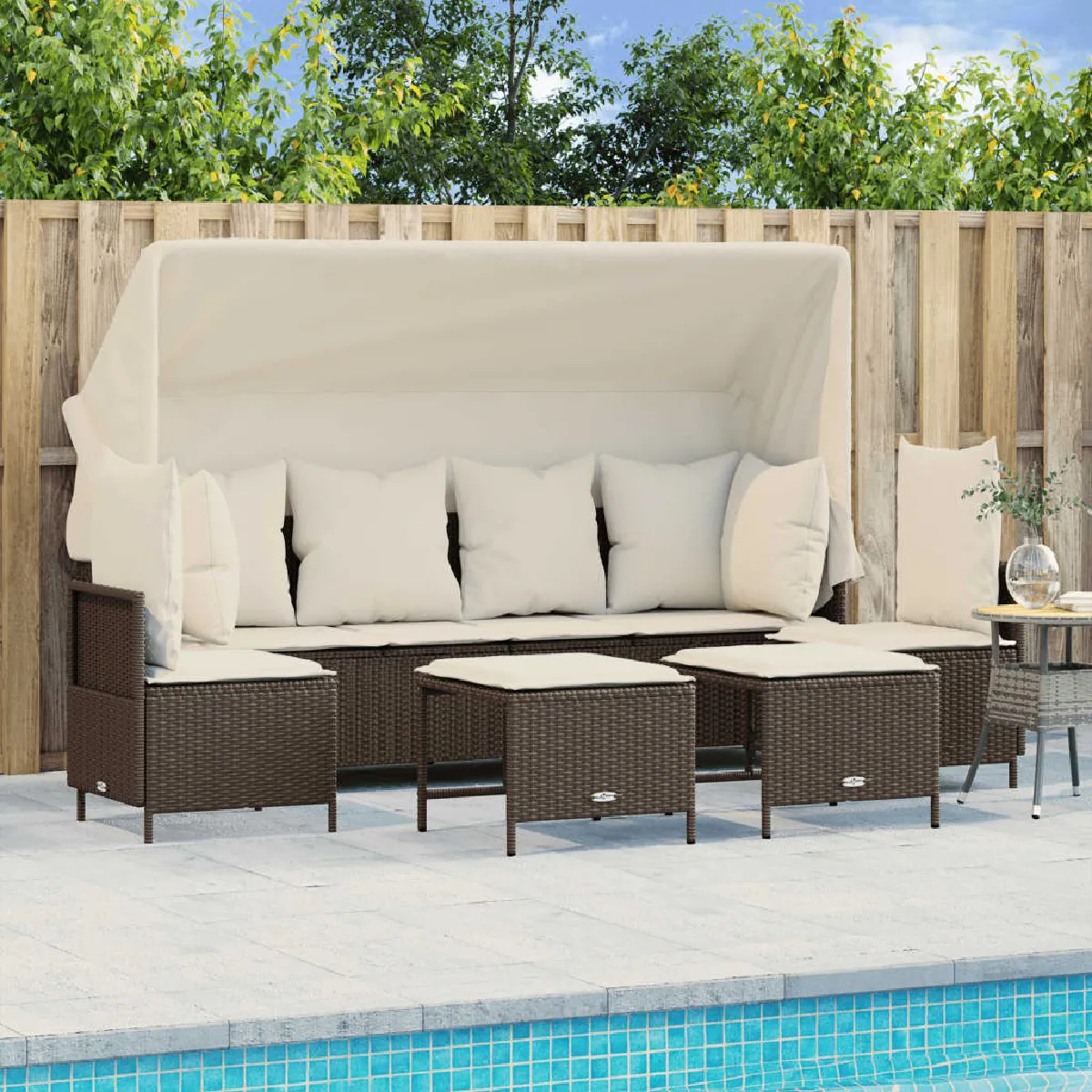 vidaXL Salon de jardin 5 pcs Coussins résine tressée - vue 5