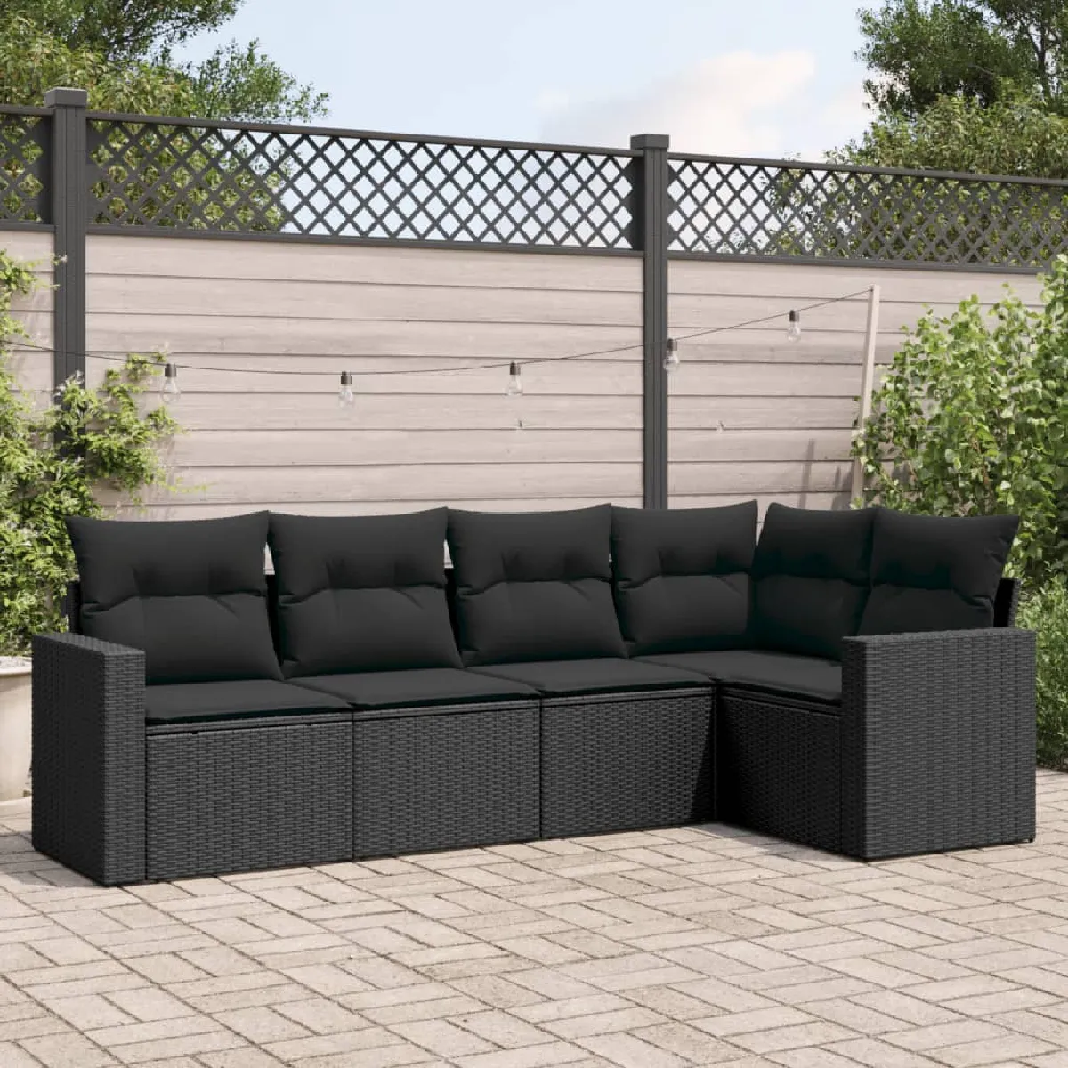 Non Communiqué Noir Salon De Jardin Modulable Vidaxl Resine Tressee 5 Pieces 62.0 X 62 X 69 5 Personnes - Image 3