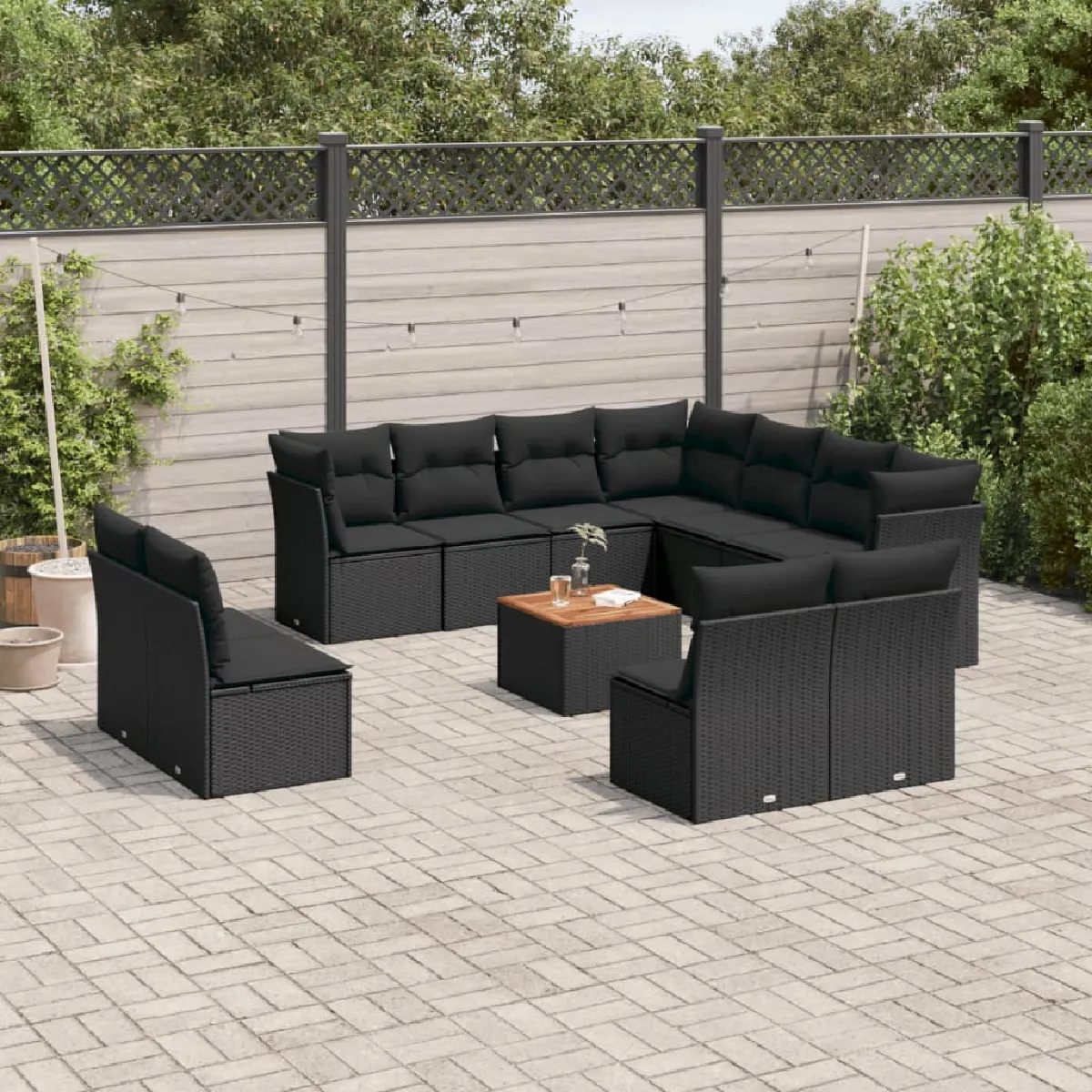 vidaXL Salon de jardin 12 pcs avec coussins résine tressée - vue 10