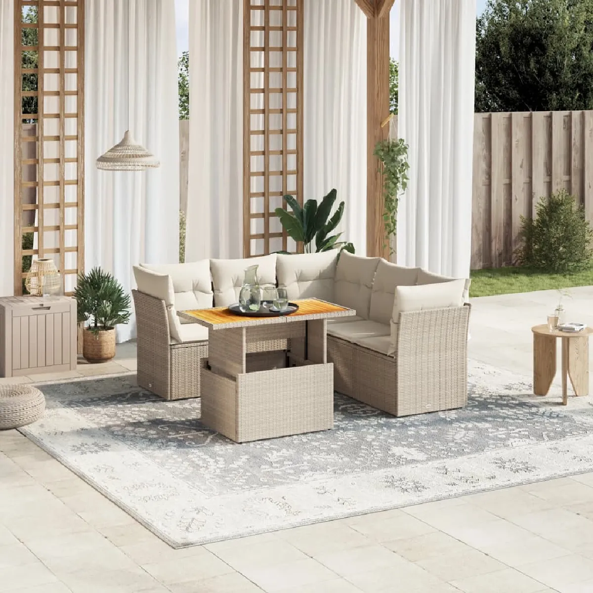 vidaXL Salon de jardin avec coussins 5 pcs résine tressée - vue 4