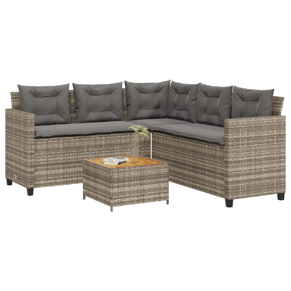 vidaXL Canapé de jardin en L