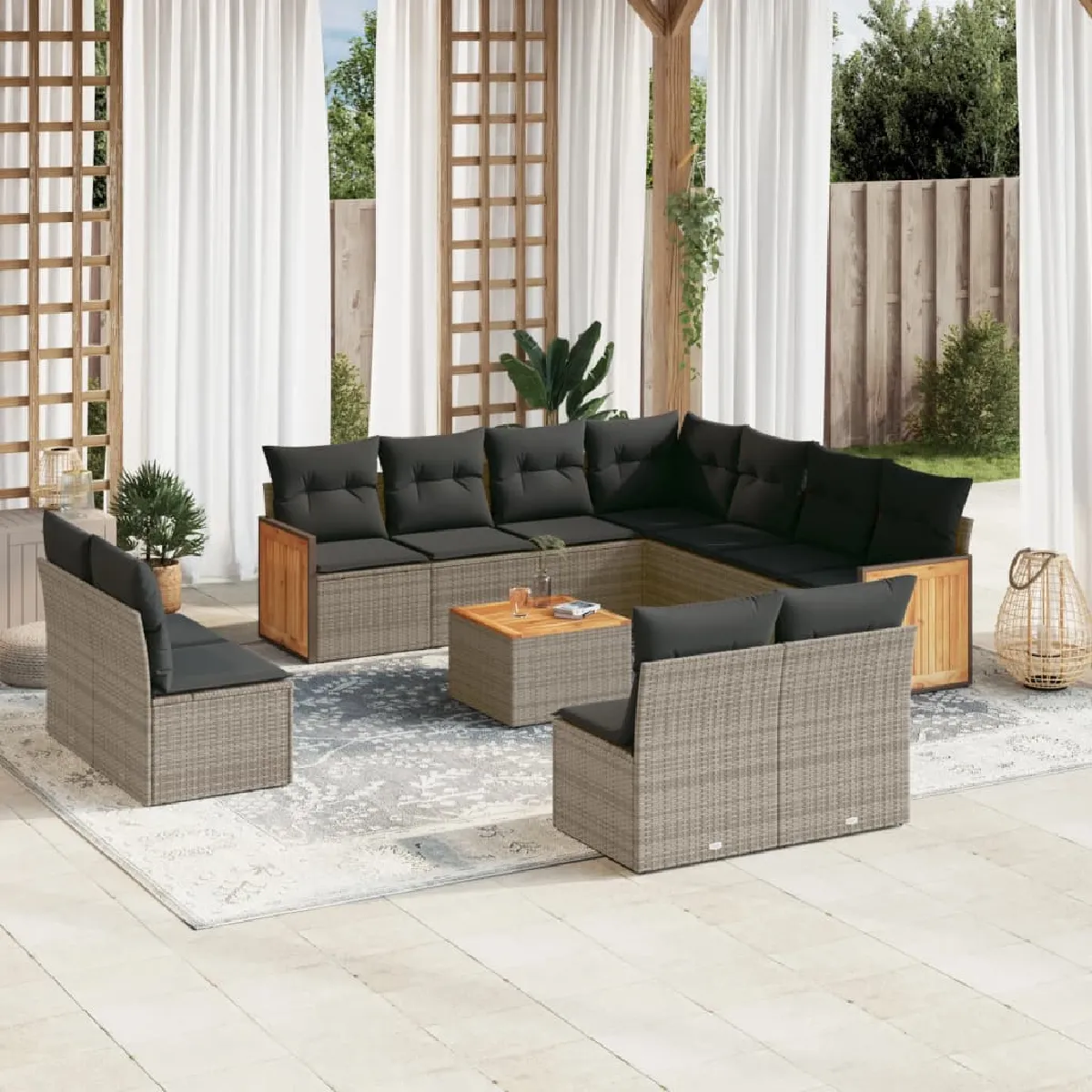VIDAXL  Salon de jardin 12 pcs - Gris