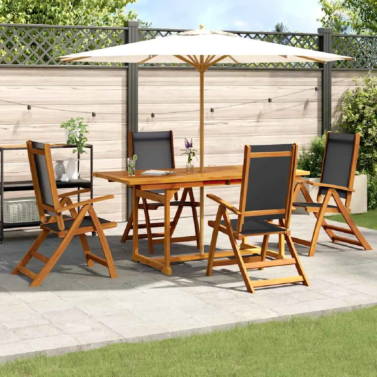 VidaXL Ensemble à manger de jardin 7 pcs Bois d'acacia solide - vue 2