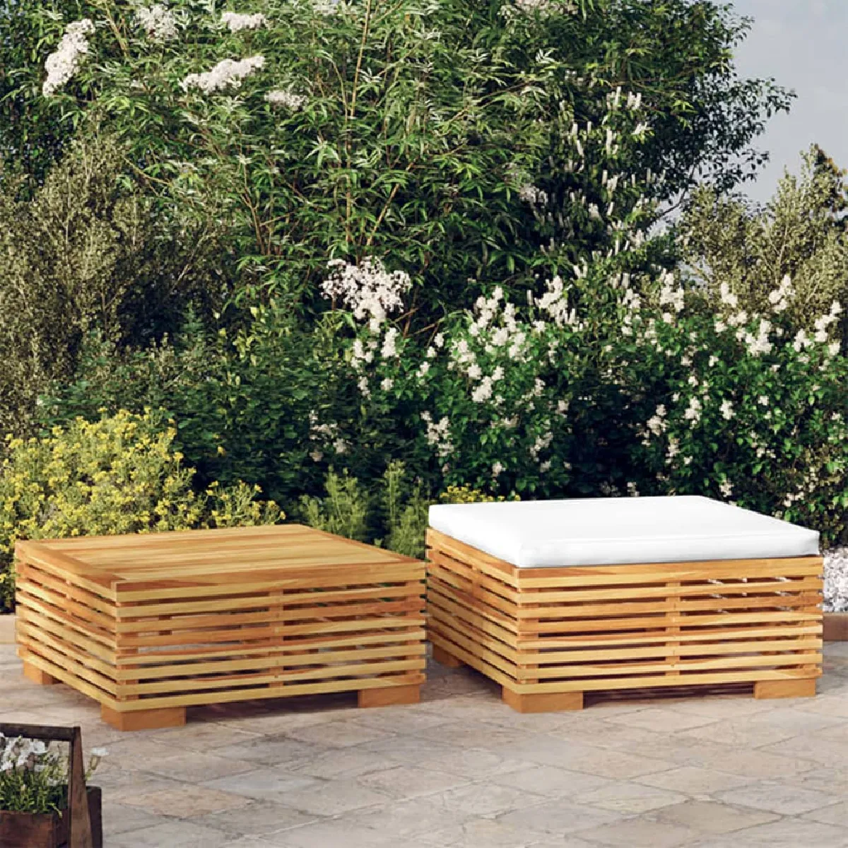 Salon de jardin vidaXL 2 pcs - Bois de teck massif
