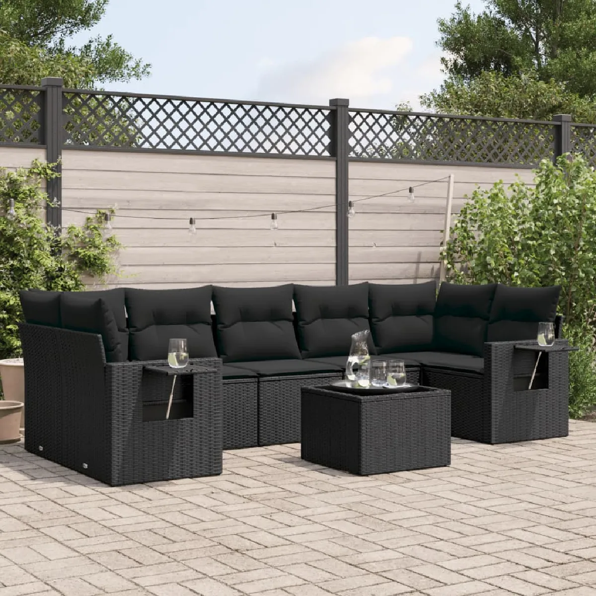 vidaXL Ensemble de jardin 8 pcs avec coussins Résine Tressée - vue 7