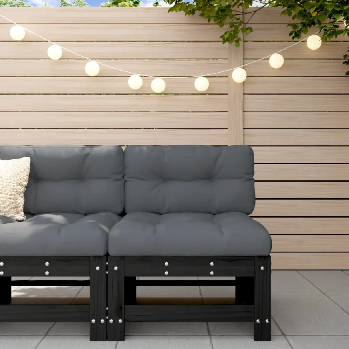 vidaXL Canapé Central de Jardin Siège avec Dossier Meuble de Terrasse Patio Arrière cour Balcon Extérieur Bois de 825615 - vue 2