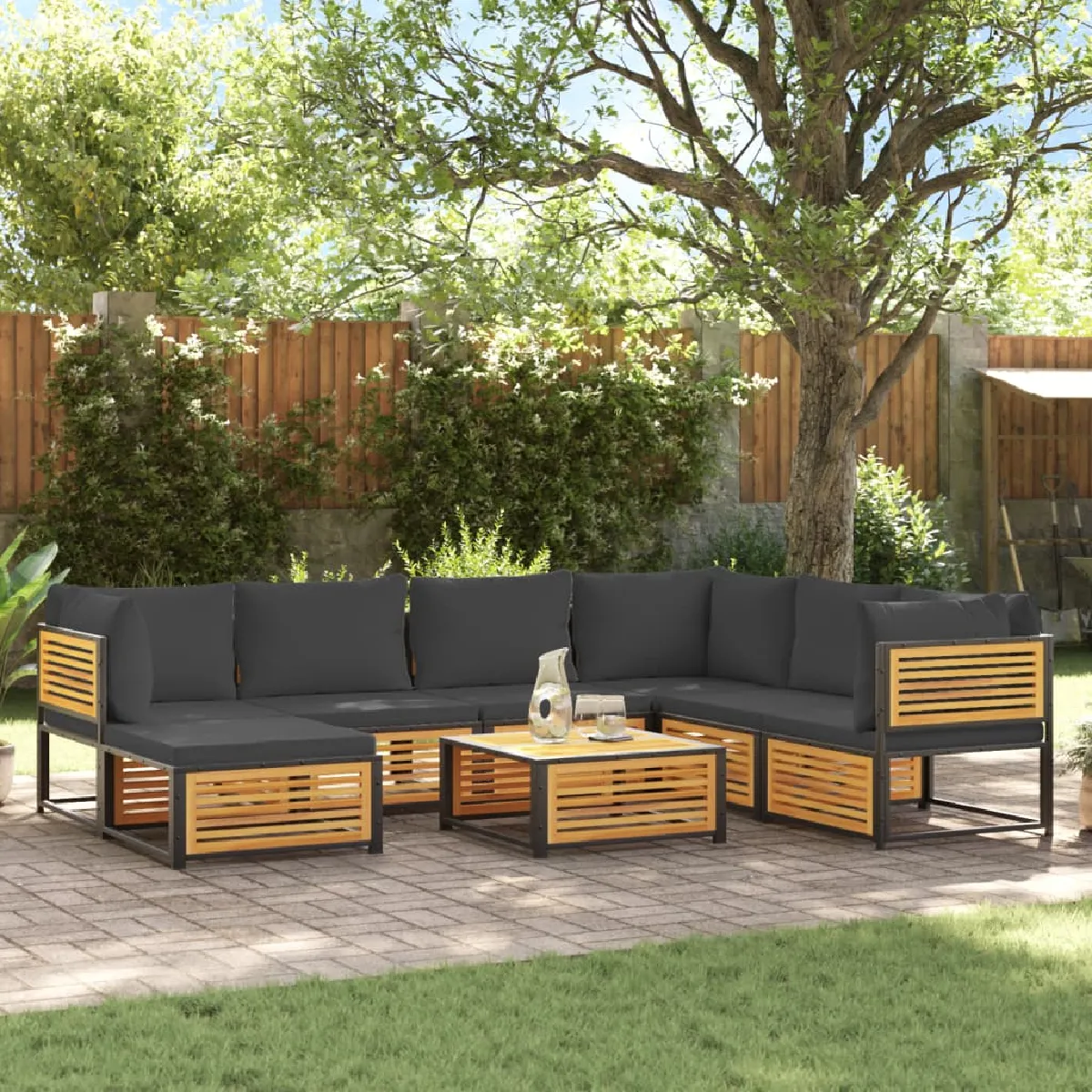 vidaXL Salon de jardin 8 pcs Bois massif d'acacia - vue 3