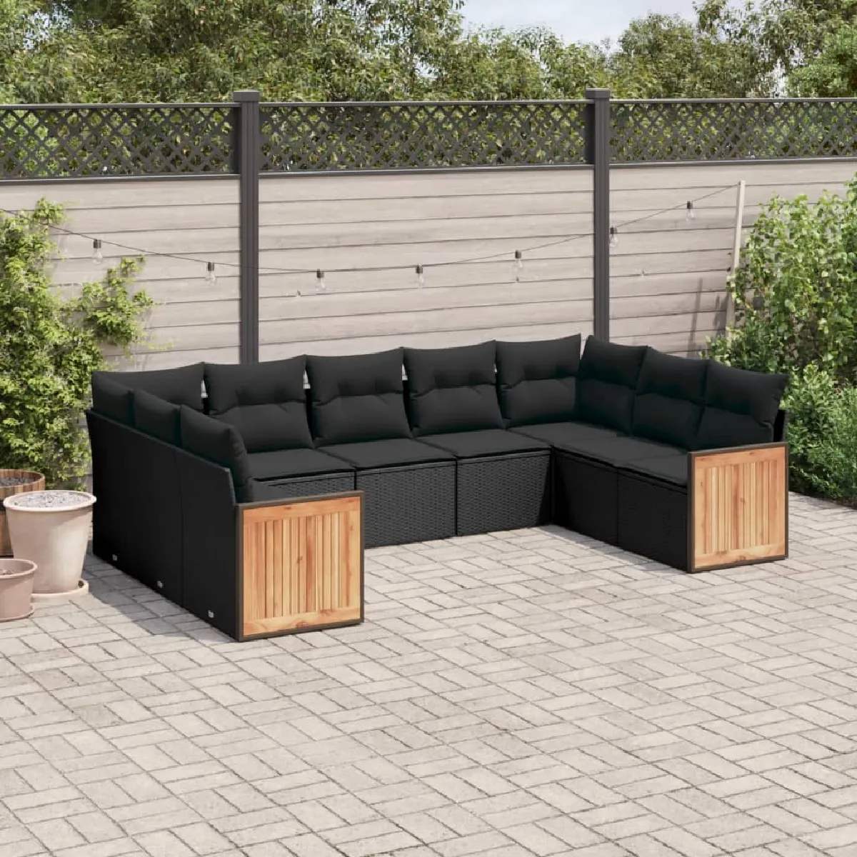 vidaXL Ensemble de jardin 9 pcs avec coussins - vue 7