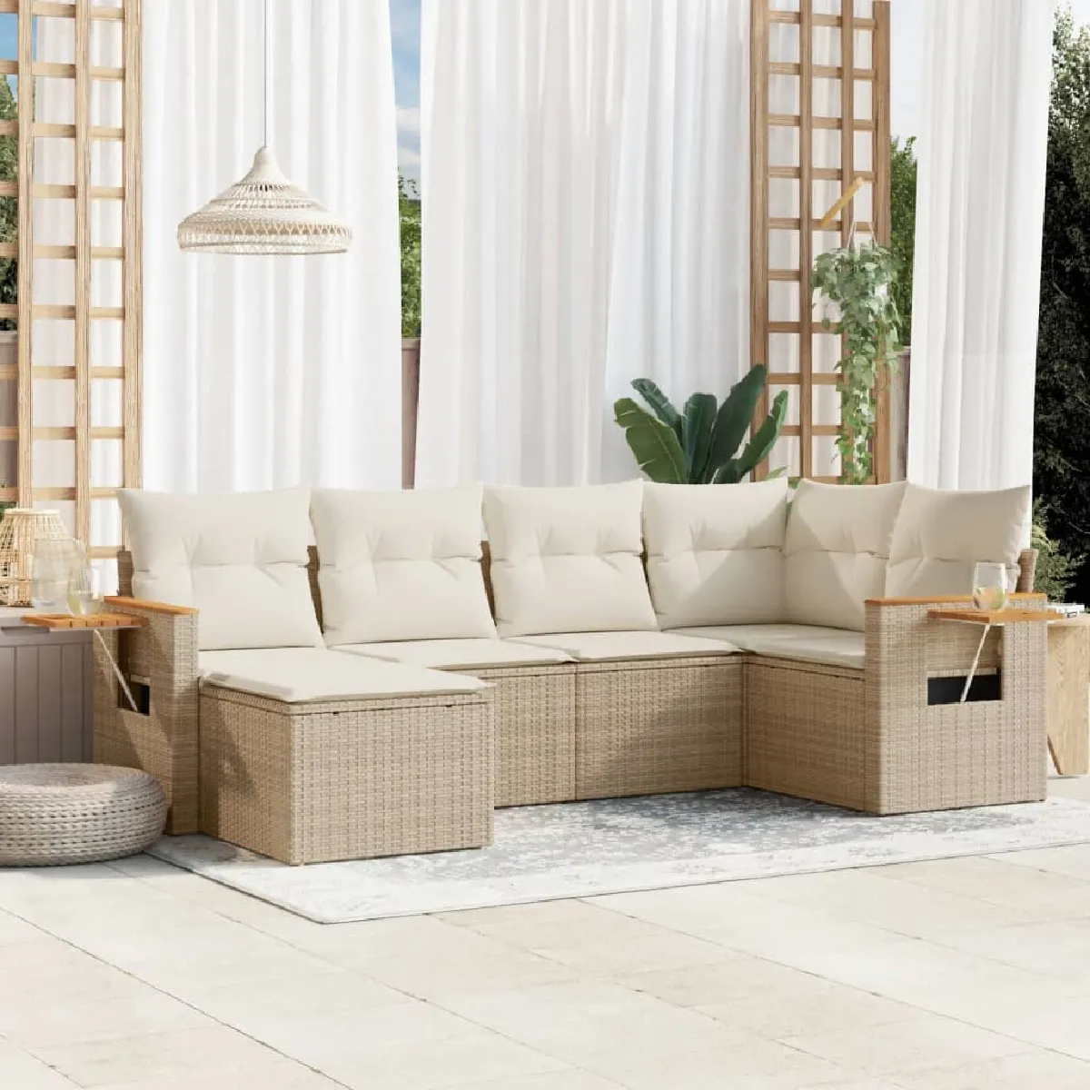 vidaXL Salon de jardin Résine tressée 6 pcs - vue 8